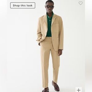J Crew Garment-dyed cotton-linen chino full suit jacket 40 and pants 31
